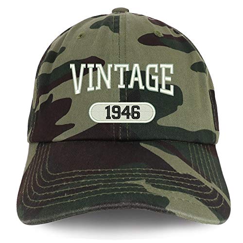 Trendy Apparel Shop 75th Birthday Vintage 1946 Soft Crown Brushed Cotton Cap