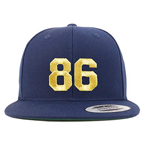 Trendy Apparel Shop Number 86 Gold Thread Flat Bill Snapback Baseball Cap