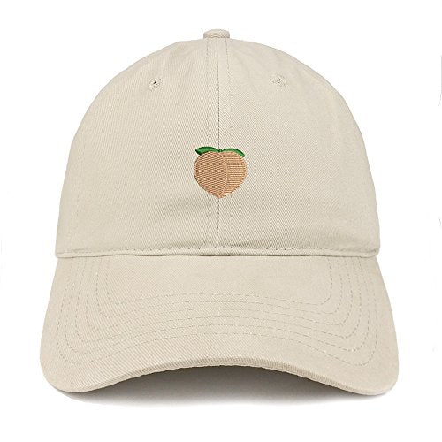 Trendy Apparel Shop Peach Emoticon Embroidered 100% Soft Brushed Cotton Low Profile Cap