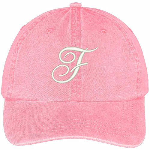 Trendy Apparel Shop Letter F Script Monogram Font Embroidered Washed Cotton Cap