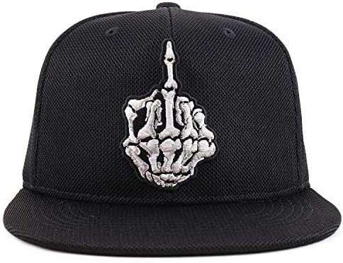 Trendy Apparel Shop Skeleton Middle Finger Embroidery Jersey Snapback Cap