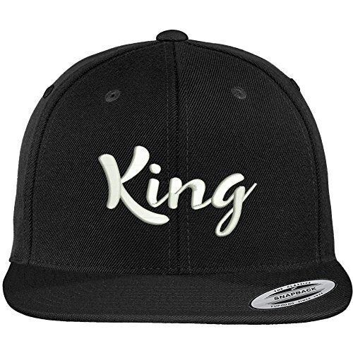 Trendy Apparel Shop King Script Embroidered Flat Bill Snapback Baseball Cap