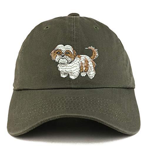 Trendy Apparel Shop Shih Tzu Dog Embroidered Low Profile Soft Cotton Dad Hat Cap