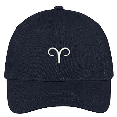 Trendy Apparel Shop Aries Zodiac Signs Embroidered Soft Crown 100% Brushed Cotton Cap