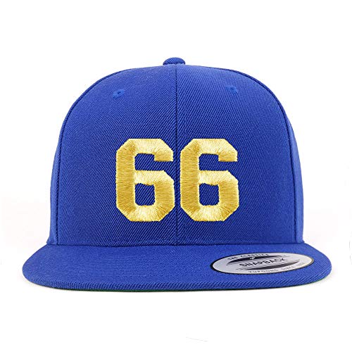 Trendy Apparel Shop Number 66 Gold Thread Flat Bill Snapback Baseball Cap