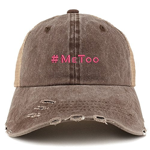 Trendy Apparel Shop MeToo Movement Hot Pink Embroidered Frayed Bill Trucker Mesh Cap