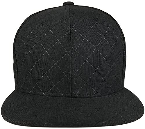 Trendy Apparel Shop Plain Quilted 100% Soft Cotton Structured Flat Bill Snapback Cap