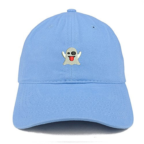 Trendy Apparel Shop Ghost Emoticon Embroidered 100% Soft Brushed Cotton Low Profile Cap