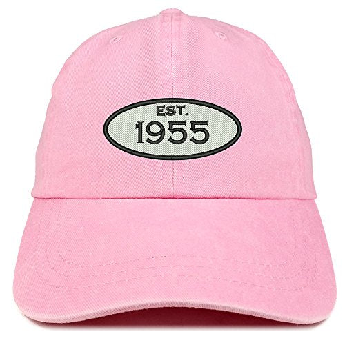 Trendy Apparel Shop Established 1955 Embroidered 66th Birthday Gift Pigment Dyed Washed Cotton Cap