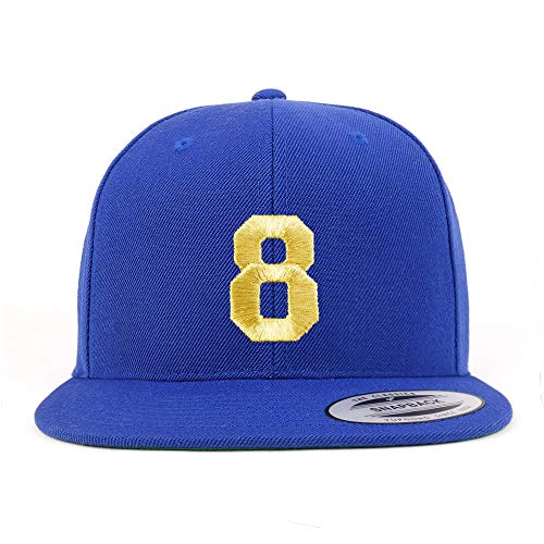 Trendy Apparel Shop Number 8 Gold Thread Flat Bill Snapback Baseball Cap