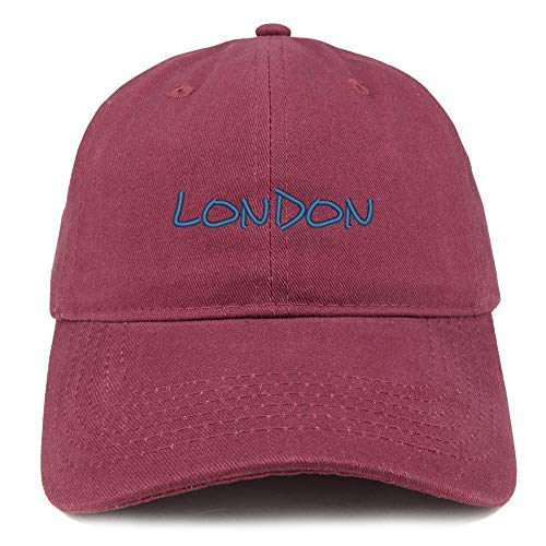 Trendy Apparel Shop London Text Embroidered Soft Crown 100% Brushed Cotton Cap