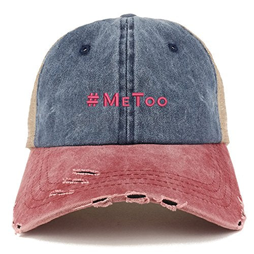 Trendy Apparel Shop MeToo Movement Hot Pink Embroidered Frayed Bill Trucker Mesh Cap