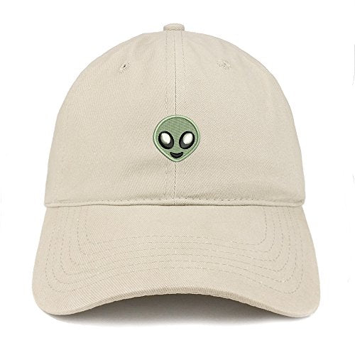 Trendy Apparel Shop Alien Emoticon Embroidered 100% Soft Brushed Cotton Low Profile Cap