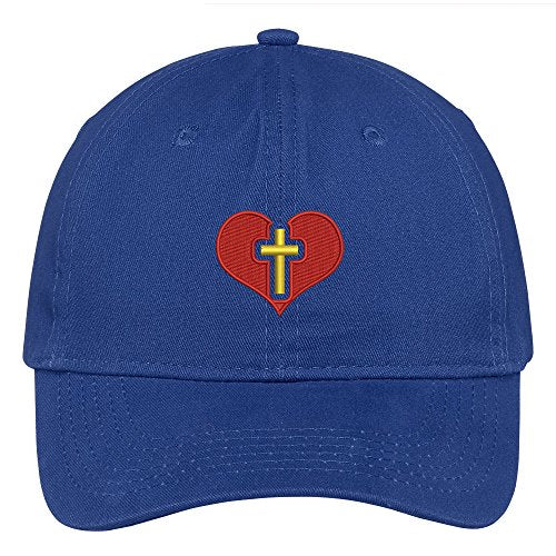 Trendy Apparel Shop Christian Heart Embroidered Soft Crown 100% Brushed Cotton Cap