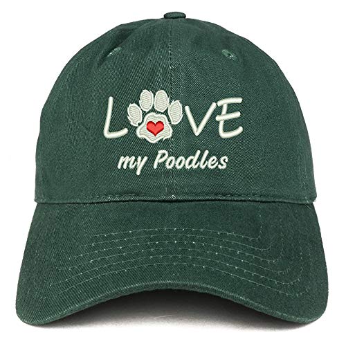 Trendy Apparel Shop I Love My Poodles Embroidered Soft Crown 100% Brushed Cotton Cap