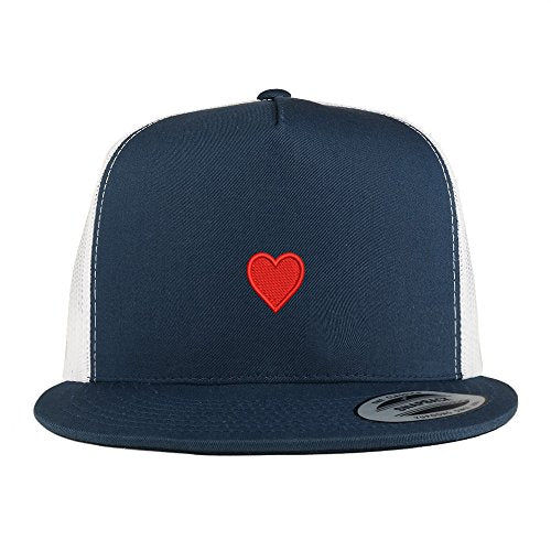 Trendy Apparel Shop Emoticon Heart Embroidered 5 Panel Flat Bill 2-Tone Trucker Mesh Cap