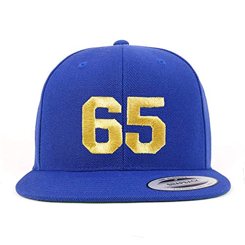 Trendy Apparel Shop Number 65 Gold Thread Flat Bill Snapback Baseball Cap