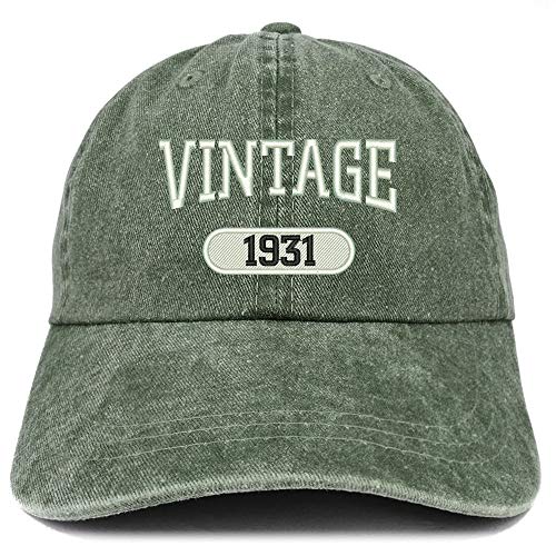 Trendy Apparel Shop 90th Birthday Vintage 1931 Washed Cotton Adjustable Cap