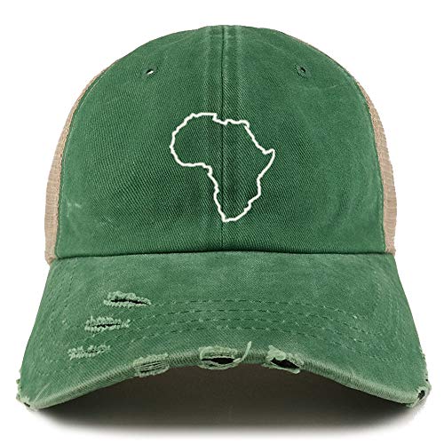 Trendy Apparel Shop Africa Map Outline Washed Front Mesh Back Frayed Bill Cap