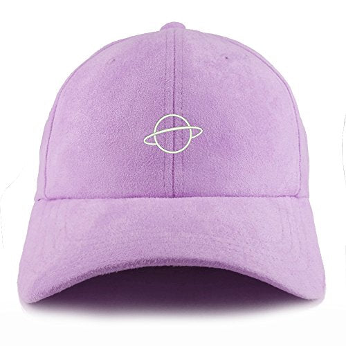 Trendy Apparel Shop Planet Embroidered Faux Suede Leather Adjustable Cap