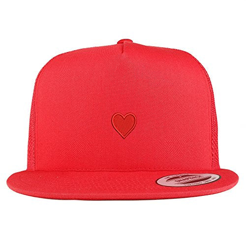 Trendy Apparel Shop Emoticon Heart Embroidered 5 Panel Flat Bill Trucker Mesh Back Cap