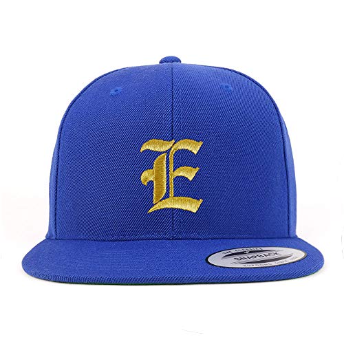 Trendy Apparel Shop Old English Gold E Embroidered Snapback Flatbill Baseball Cap