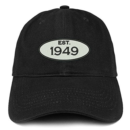 Trendy Apparel Shop Established 1949 Embroidered 72nd Birthday Gift Soft Crown Cotton Cap