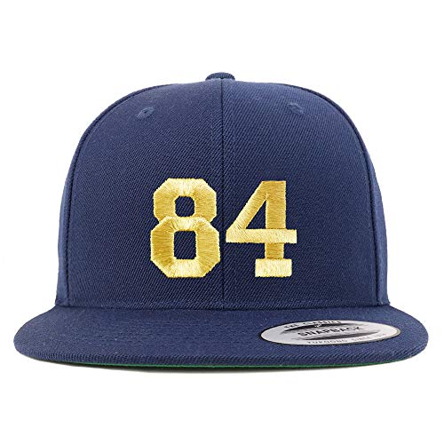 Trendy Apparel Shop Number 84 Gold Thread Flat Bill Snapback Baseball Cap