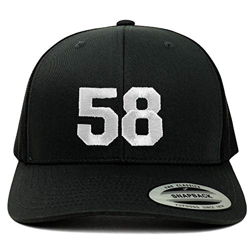 Trendy Apparel Shop Number 58 White Thread Embroidered Retro Trucker Mesh Cap