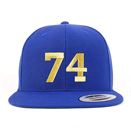 Trendy Apparel Shop Number 74 Gold Thread Flat Bill Snapback Baseball Cap