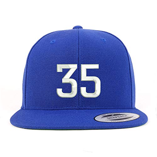 Trendy Apparel Shop Number 35 Embroidered Snapback Flatbill Baseball Cap