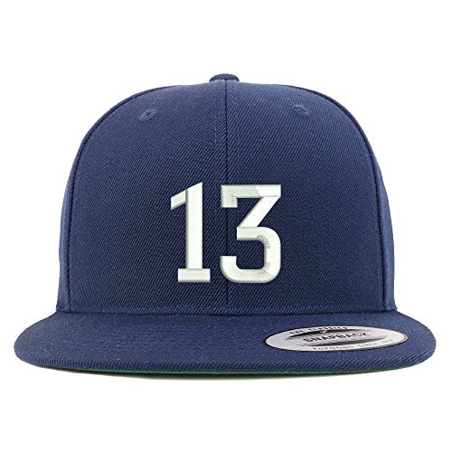 Trendy Apparel Shop Number 13 Embroidered Snapback Flatbill Baseball Cap