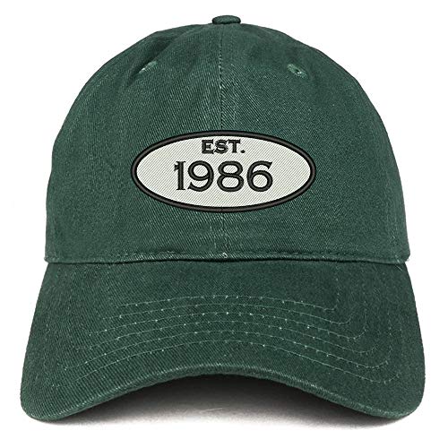 Trendy Apparel Shop 35th Birthday Established 1986 Soft Crown Brushed Cotton Cap