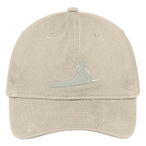 Trendy Apparel Shop Kayaker Silhouette Embroidered Low Profile Soft Cotton Brushed Baseball Cap