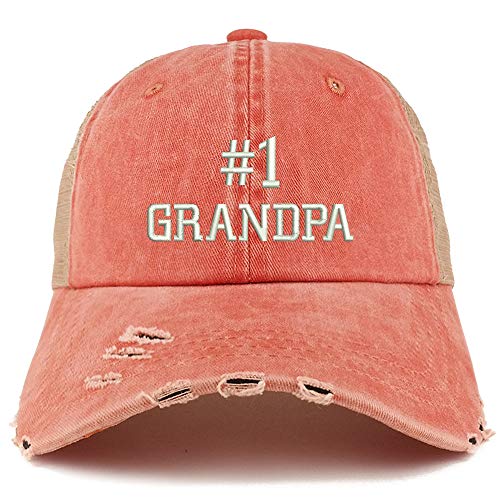 Trendy Apparel Shop Number 1 Grandpa Washed Front Mesh Back Frayed Bill Cap