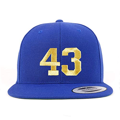 Trendy Apparel Shop Number 43 Gold Thread Flat Bill Snapback Baseball Cap