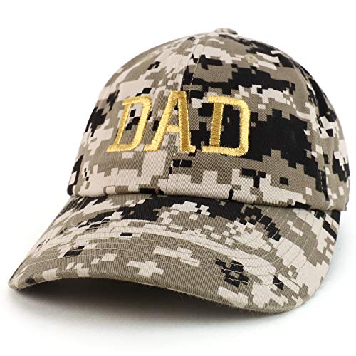 Trendy Apparel Shop DAD Capital Gold Thread Embroidered Soft Crown 100% Brushed Cotton Cap