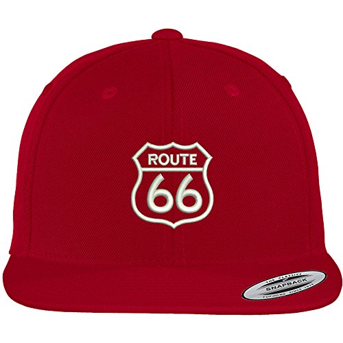 Trendy Apparel Shop Route 66 Embroidered Flat Bill Snapback Baseball Cap