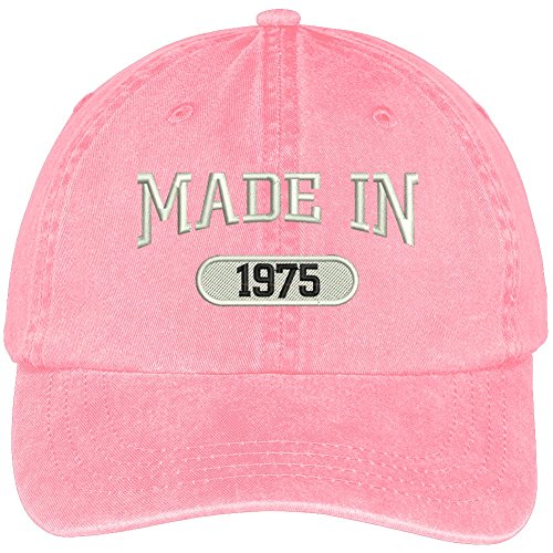 Trendy Apparel Shop 44th Birthday - Made in 1975 Embroidered Low Profile Washed Cotton Baseball Cap
