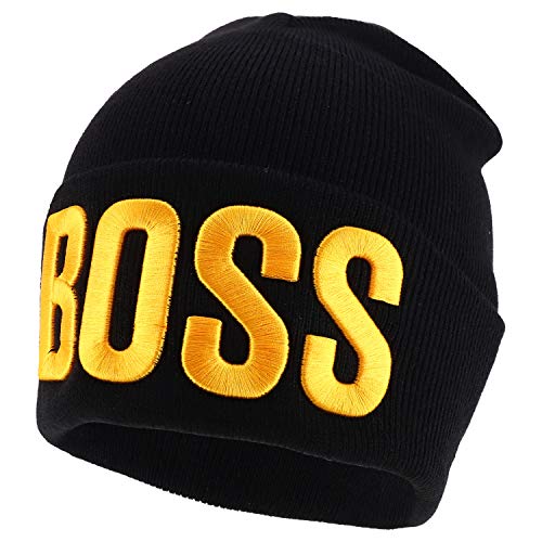 Trendy Apparel Shop Boss and BeHumble Embroidered Winter Cuff Folded Long Beanie