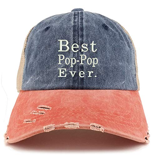 Trendy Apparel Shop Best Pop Pop Ever Washed Front Mesh Back Frayed Bill Cap