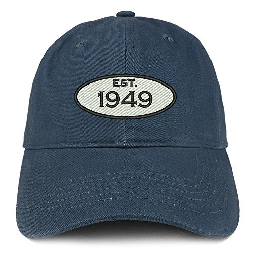 Trendy Apparel Shop Established 1949 Embroidered 72nd Birthday Gift Soft Crown Cotton Cap