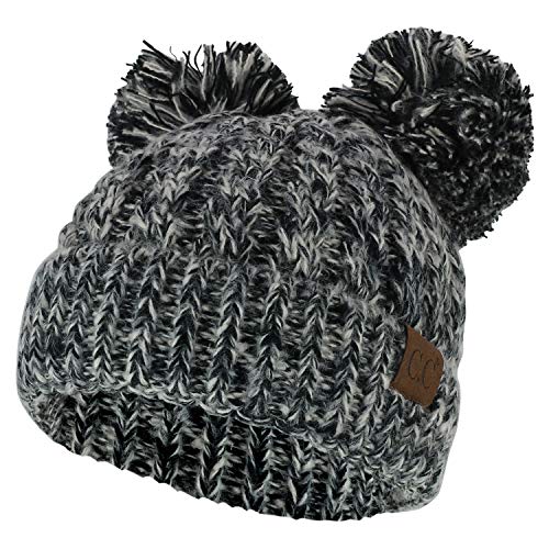 Trendy Apparel Shop Pom Pom Ears Winter Cable Knit Cuff Long Beanie