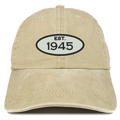 Trendy Apparel Shop Established 1945 Embroidered 76th Birthday Gift Pigment Dyed Washed Cotton Cap