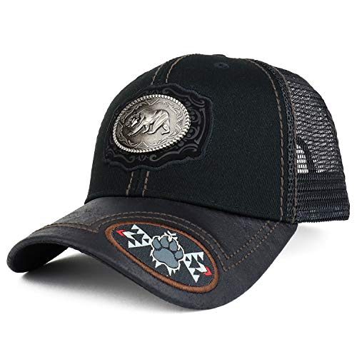 Trendy Apparel Shop Metallic California Bear Trucker Mesh Baseball Cap