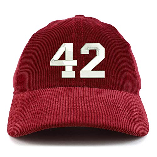 Trendy Apparel Shop Number 42 Collegiate Varsity Font Corduroy Unstructured Cap