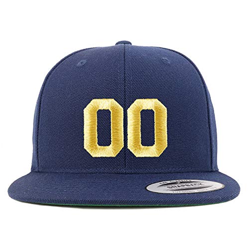 Trendy Apparel Shop Number 00 Gold Thread Flat Bill Snapback Baseball Cap