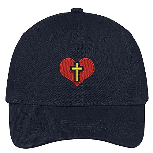 Trendy Apparel Shop Christian Heart Embroidered Soft Crown 100% Brushed Cotton Cap