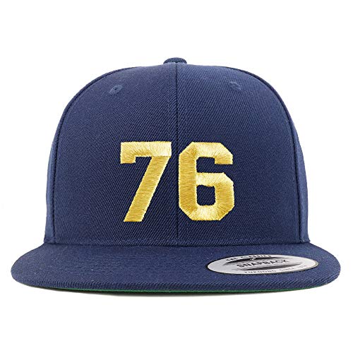 Trendy Apparel Shop Number 76 Gold Thread Flat Bill Snapback Baseball Cap