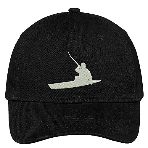 Trendy Apparel Shop Kayaker Silhouette Embroidered Low Profile Soft Cotton Brushed Baseball Cap